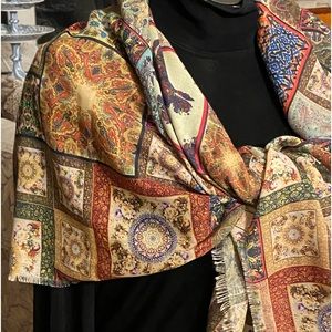 Scarf Like Thin Pashmina Very Large, Soft, Fall Colors Wear All Seasons! Perfect